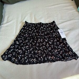 Black Floral Smocked Waist Mini Skirt